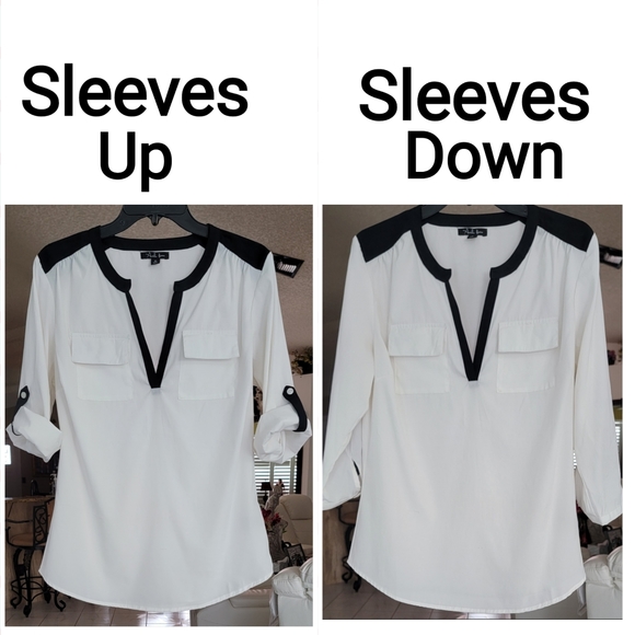 Antila Femme Women's White/Black Blouse, Size M - Picture 2 of 12